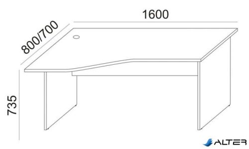 Íróasztal, íves, balos, laplábbal, 160x80 cm, MAYAH 'Freedom SV-24', fehér