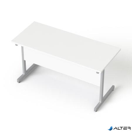 Íróasztal, szürke fémlábbal, 140x70 cm, MAYAH 'Freedom SV-26', fehér