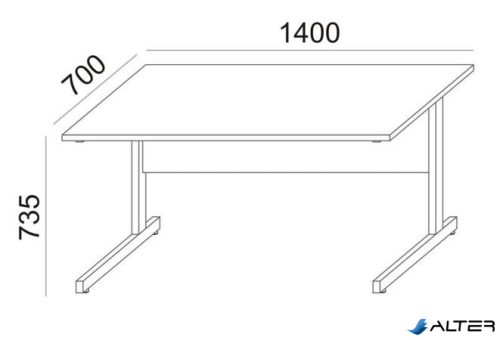 Íróasztal, szürke fémlábbal, 140x70 cm, MAYAH 'Freedom SV-26', fehér