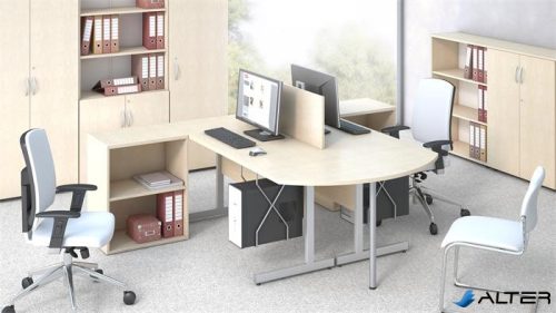 Íróasztal, szürke fémlábbal, 140x70 cm, MAYAH 'Freedom SV-26', juhar