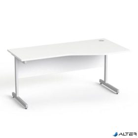   Íróasztal, íves, jobbos, szürke fémlábbal, 160x80 cm, MAYAH "Freedom SV-29", fehér