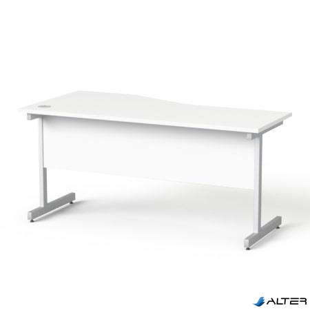 Íróasztal, íves, jobbos, szürke fémlábbal, 160x80 cm, MAYAH "Freedom SV-29", fehér