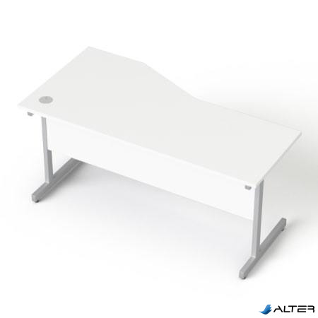 Íróasztal, íves, jobbos, szürke fémlábbal, 160x80 cm, MAYAH "Freedom SV-29", fehér