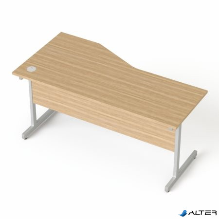 Íróasztal, íves, jobbos, szürke fémlábbal, 160x80 cm, MAYAH 'Freedom SV-29', kőris