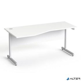   Íróasztal, íves, balos, szürke fémlábbal, 160x80 cm, MAYAH 'Freedom SV-30', fehér