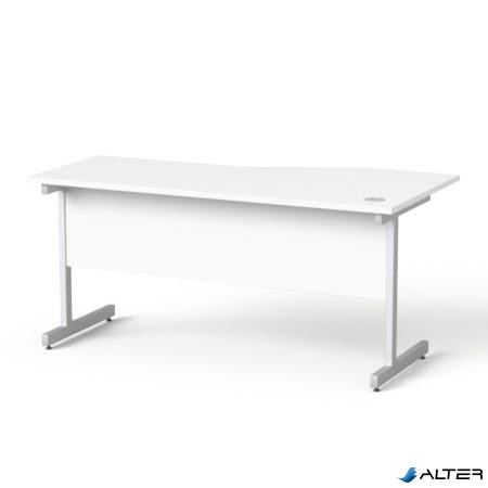 Íróasztal, íves, balos, szürke fémlábbal, 160x80 cm, MAYAH 'Freedom SV-30', fehér