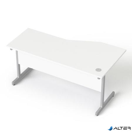 Íróasztal, íves, balos, szürke fémlábbal, 160x80 cm, MAYAH 'Freedom SV-30', fehér