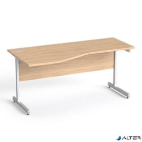   Íróasztal, íves, balos, szürke fémlábbal, 160x80 cm, MAYAH 'Freedom SV-30',  tölgy