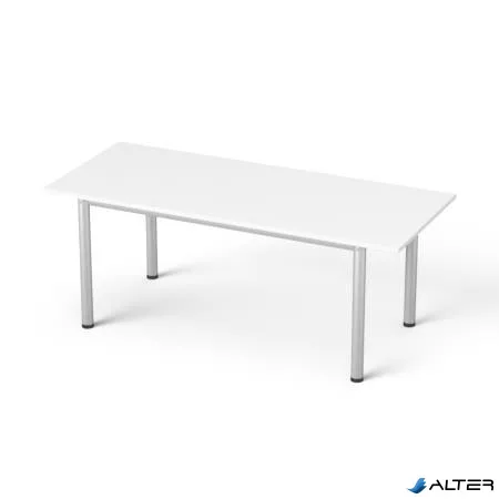 Tárgyalóasztal, szürke fémlábbal, 80x190 cm, MAYAH "Freedom SV-42" fehér