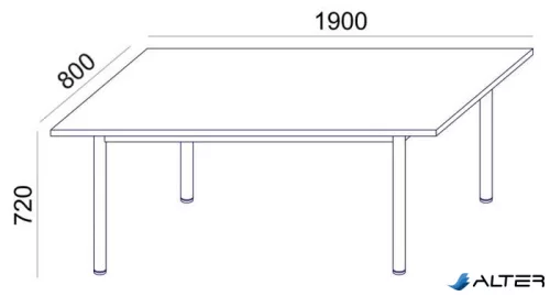 Tárgyalóasztal, szürke fémlábbal, 80x190 cm, MAYAH "Freedom SV-42" fehér