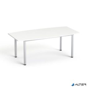   Tárgyalóasztal, íves, szürke fémlábbal, 80/95x190 cm, MAYAH "Freedom SV-43", fehér