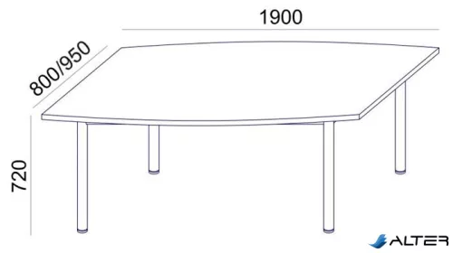 Tárgyalóasztal, íves, szürke fémlábbal, 80/95x190 cm, MAYAH "Freedom SV-43", fehér