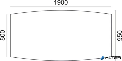 Tárgyalóasztal, íves, szürke fémlábbal, 80/95x190 cm, MAYAH "Freedom SV-43", fehér