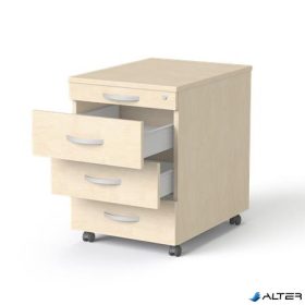   Görgős konténer, 4 fiókos, MAYAH "Freedom SV-15", juhar