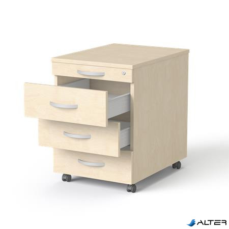 Görgős konténer, 4 fiókos, MAYAH "Freedom SV-15", juhar