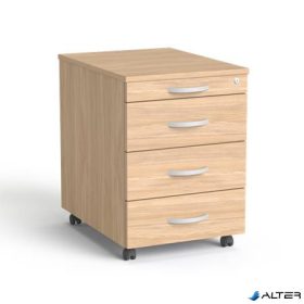   Görgős konténer, 4 fiókos, MAYAH "Freedom SV-15",  tölgy