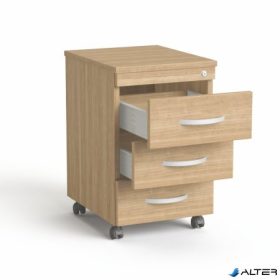   Görgős konténer, 3 fiókos, MAYAH "Freedom SV-18", kőris