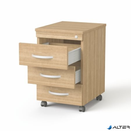 Görgős konténer, 3 fiókos, MAYAH "Freedom SV-18", kőris