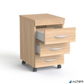   Görgős konténer, 3 fiókos, MAYAH "Freedom SV-18",  tölgy