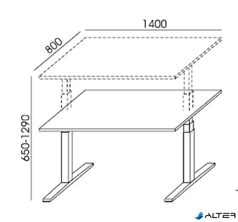 Állítható magasságú íróasztal, 140x80 cm, MAYAH 'Freedom SV-302', fehér