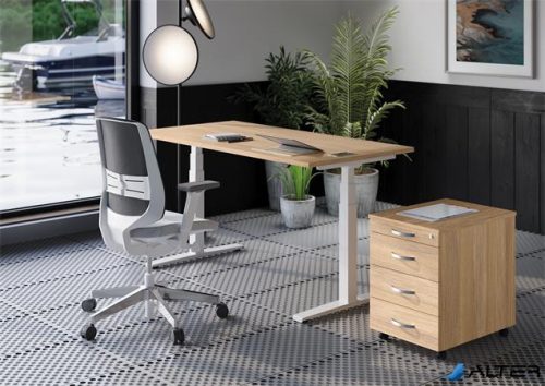 Állítható magasságú íróasztal, 140x80 cm, MAYAH 'Freedom SV-302', juhar