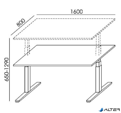 Állítható magasságú íróasztal, 160x80 cm, MAYAH "Freedom SV-303", juhar