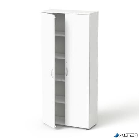 Szekrény, 5 rendező magas, kétajtós, polcokkal, MAYAH 'Freedom SV-01', fehér