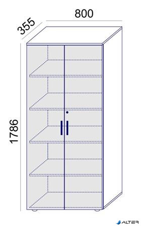 Szekrény, 5 rendező magas, kétajtós, polcokkal, MAYAH 'Freedom SV-01', fehér