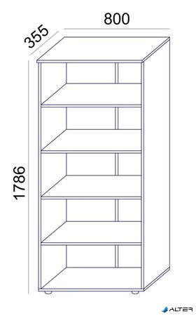 Szekrény, 5 rendező magas, nyitott, polcos, MAYAH 'Freedom SV-02', fehér