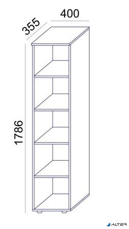 Szekrény, 5 rendező magas, nyitott, polcos, keskeny MAYAH 'Freedom SV-03', fehér