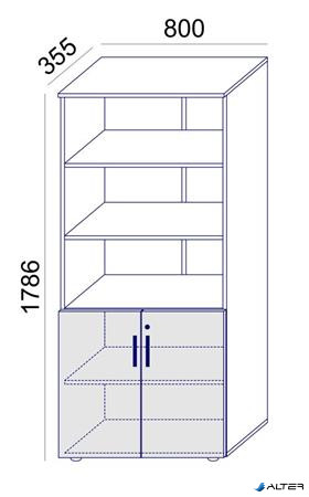 Szekrény, 5 rendező magas, kombinált, polcos, MAYAH 'Freedom SV-04', fehér