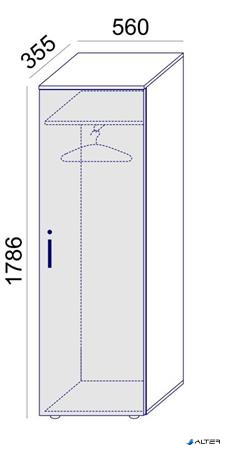 Szekrény, 5 rendező magas, ruhás, keskeny, MAYAH 'Freedom SV-05', fehér