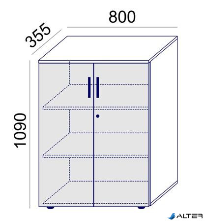 Szekrény, 3 rendező magas, kétajtós, polcokkal, MAYAH 'Freedom SV-06', fehér