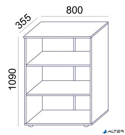 Szekrény, 3 rendező magas, nyitott, polcokkal, MAYAH 'Freedom SV-07', fehér