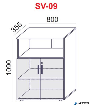 Szekrény, 3 rendező magas, kombinált, polcos, MAYAH 'Freedom SV-09', kőris
