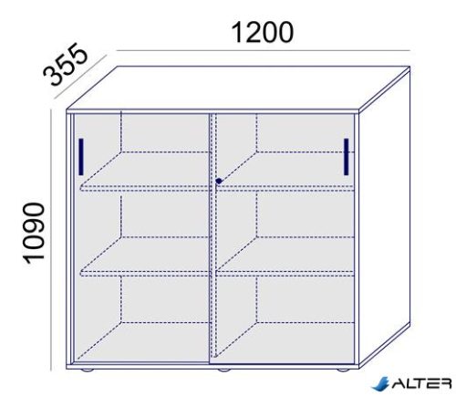 Szekrény, 3 rendező magas, tolóajtós, polcos, MAYAH "Freedom SV-13", kőris