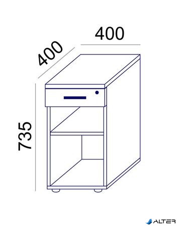 Szekrény, asztalmagas, fiókos, nyitott polcos, MAYAH 'Freedom SV-14', fehér