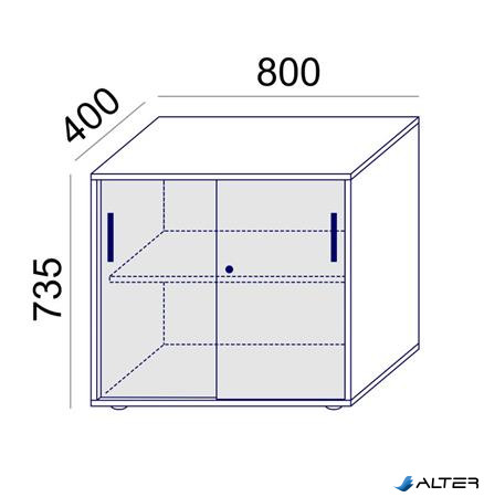Szekrény, asztalmagas, tolóajtós, polcos, MAYAH 'Freedom SV-16', fehér
