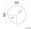 Tárgyalótoldat, 270°-os, szürke fémlábbal, O 90 cm, MAYAH"Freedom SV-44", kőris