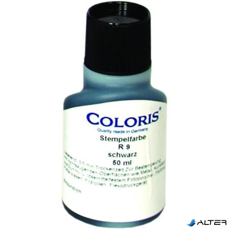Bélyegzőfesték, 50 ml, ipari, univerzális, COLORIS "R9", fekete