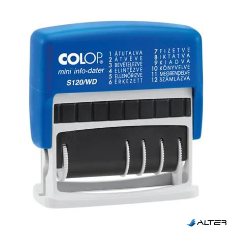 Dátum- és szövegbélyegző, 12 féle szöveggel, COLOP "S120/WD"