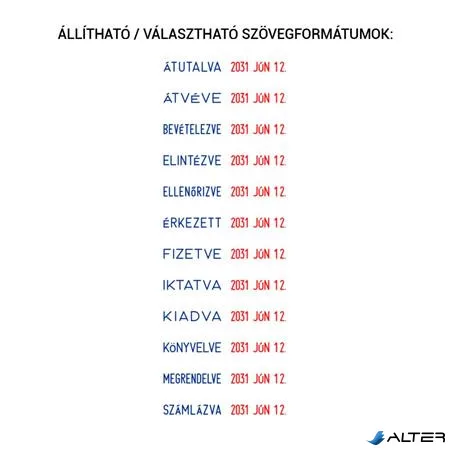 Dátum- és szövegbélyegző, 12 féle szöveggel, COLOP 'S120/WD'