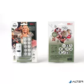   Bélyegző, kirakós, 10 motívummal, 'Nio Karácsony', fehér ház, fekete párnával