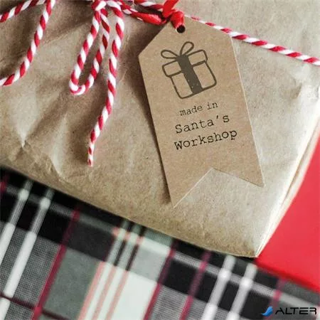 Bélyegző, kirakós, 10 motívummal, 'Nio Karácsony', fehér ház, fekete párnával