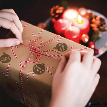 Bélyegző, kirakós, 10 motívummal, 'Nio Karácsony', fehér ház, fekete párnával