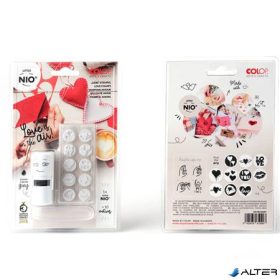   Bélyegző, kirakós, 10 motívummal, 'Nio Szerelem', fehér ház, fekete párnával