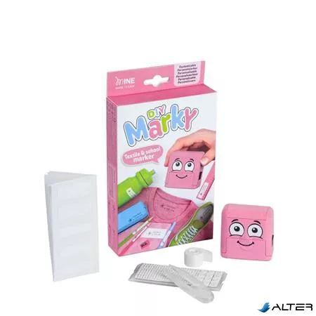 Bélyegző textilhez, kirakós COLOP 'Marky', pink ház, fekete párnával