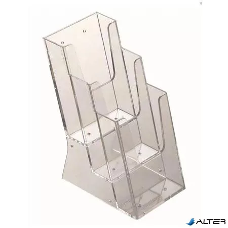 Prospektustartó, asztali/fali, 3 rekeszes, 1/3 A4