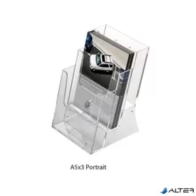 Prospektustartó, asztali/fali, 3 rekeszes, A5