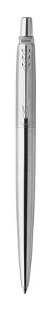 Golyóstoll, 0,7 mm, nyomógombos, ezüst színű klip, rozsdam. acél tolltest, PARKER 'Royal Jotter', kék